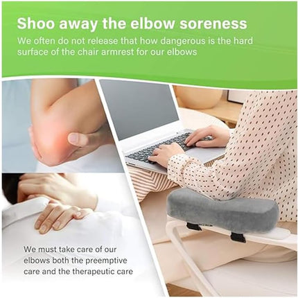 2 Pack Chair Armrest Pads,Chair Armrest Cooling Gel Cushions, Ergonomic Armrest Pads,Office Chair Armrest Pads Covers with Memory Foam Elbow Pillow for Forearm Pressure Relief for Computer (Grey).