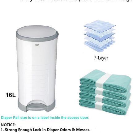 4 Pack Nappy Bin Refill Bags, Compatible with Dekor Classic Diaper Pail Refill Bags, Durable Diaper Pail Refills, Baby Diaper Bin Bag Liner Pails, Holds up to 1280 Diapers (4 Pack).