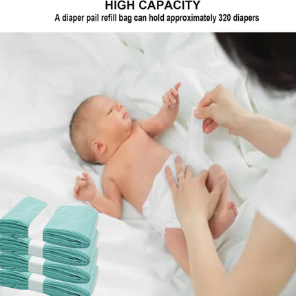 4 Pack Nappy Bin Refill Bags, Compatible with Dekor Classic Diaper Pail Refill Bags, Durable Diaper Pail Refills, Baby Diaper Bin Bag Liner Pails, Holds up to 1280 Diapers (4 Pack).