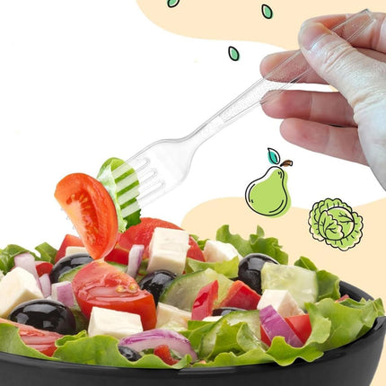 Clear Plastic Cutlery Set - (Bulk Pack 200 Pcs) Plastic Utensils Heavy Duty, 100 Plastic Forks and 100 Spoons for Party Supplies, Dinners, Take-Out, Catering, Food Services.