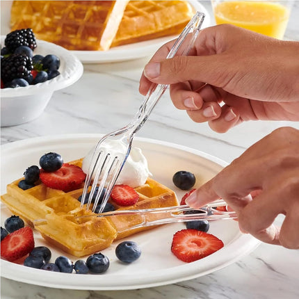 Clear Plastic Cutlery Set - (Bulk Pack 200 Pcs) Plastic Utensils Heavy Duty, 100 Plastic Forks and 100 Spoons for Party Supplies, Dinners, Take-Out, Catering, Food Services.