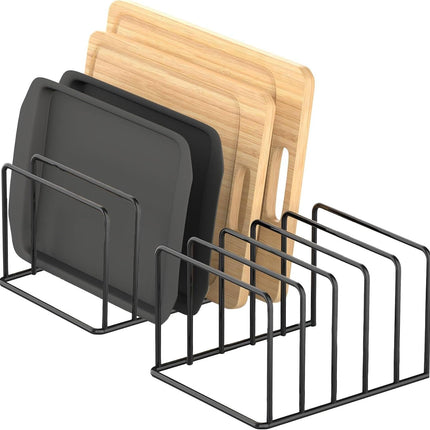 Cutting Board Organizer, Cutting Board Holder Rack Baking Cookie Pan Sheets Cooling Small Racks Storage Stand for Kitchen Cabinet Countertop Bakeware Organizer, 2-Pack.