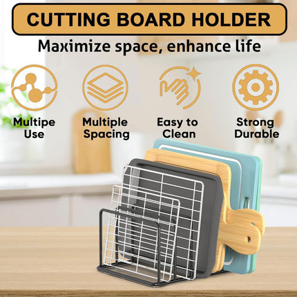 Cutting Board Organizer, Cutting Board Holder Rack Baking Cookie Pan Sheets Cooling Small Racks Storage Stand for Kitchen Cabinet Countertop Bakeware Organizer, 2-Pack.
