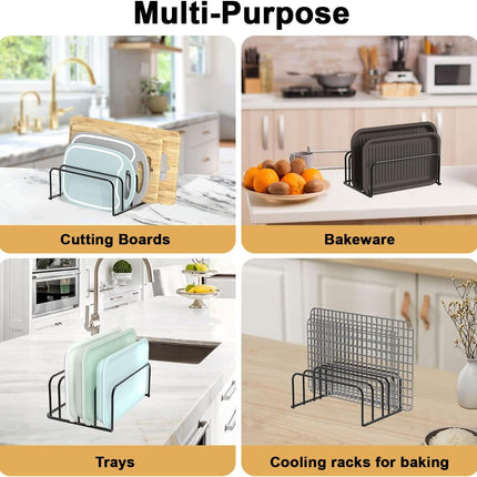 Cutting Board Organizer, Cutting Board Holder Rack Baking Cookie Pan Sheets Cooling Small Racks Storage Stand for Kitchen Cabinet Countertop Bakeware Organizer, 2-Pack.