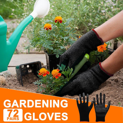 72 Pairs Gardening Gloves for Men Women Rubber Coated Work Gloves for Men Women Multipack Safety Construction Glove for Gardening Assembly Landscaping Construction.