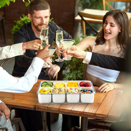 Snackle Box Container,Divided Clear Snack Box Serving Tray with Lid and Handle,8 Compartments Snack Tray,Portable Travel Snack Container,Perfect for Party, Travel, & Picniccnic（1 Pack）.