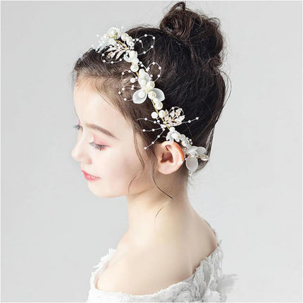 Flower Bridal Girl Bride Wedding Pearl Crown Headband Hair Headbands Tiara Vine Piece Accessories for Girls Accessories Shows (A39-1).