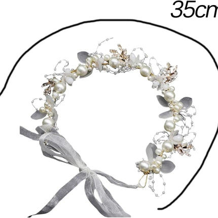 Flower Bridal Girl Bride Wedding Pearl Crown Headband Hair Headbands Tiara Vine Piece Accessories for Girls Accessories Shows (A39-1).