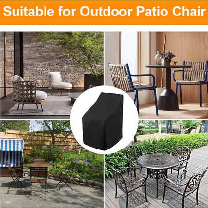 Waterproof Stacking Chair Covers for Outdoor Furniture, All-Weather Heavy-Duty 210D Oxford Fabric, Fits 25"x25"x47" Patio Chairs (Black, 1 PC).