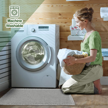 Grey Waffle Bath Mat,Super Absorbent Non Slip Bathroom Rug,Gray 18x30inch,Machine Washable Ultra Soft Floor Mats.