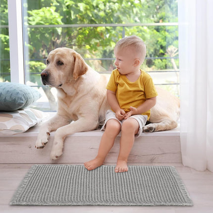 Grey Waffle Bath Mat,Super Absorbent Non Slip Bathroom Rug,Gray 18x30inch,Machine Washable Ultra Soft Floor Mats.