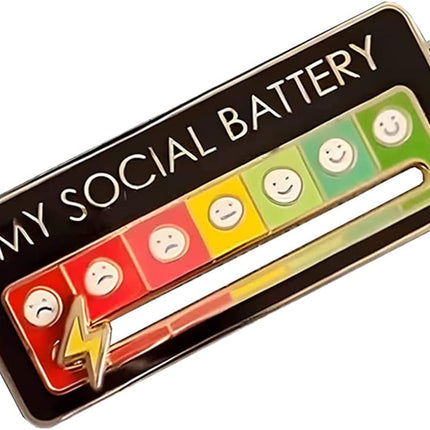 MY SOCIAL BATTERY Enamel Mood Conversion Lapel Pin Badge Funny Social Battery Indicator, 7 Days Mood, Cute, Creative Expression Pin Brooch.