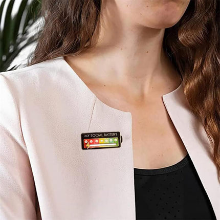 MY SOCIAL BATTERY Enamel Mood Conversion Lapel Pin Badge Funny Social Battery Indicator, 7 Days Mood, Cute, Creative Expression Pin Brooch.