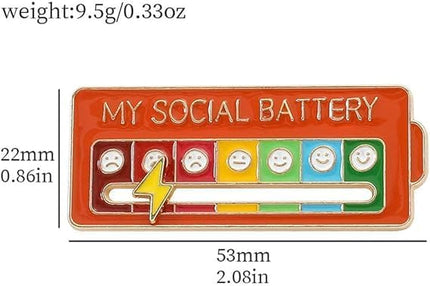 MY SOCIAL BATTERY Enamel Mood Conversion Lapel Pin Badge Funny Social Battery Indicator, 7 Days Mood, Cute, Creative Expression Pin Brooch.