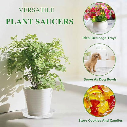 16Pcs Plant Saucer, Heavy Duty Clear Plastic Plant Tray, Durable Round Flower Pot Saucer, Large Plant Dishes Saucer, Planter Water Drip Trays for Indoor Outdoor Garden Potted.