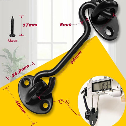 3-inch Heavy Duty Hook and Eye Latch - 1x Barn Door Lock, 4X Mounting Screws - Stainless Steel Hooks for Door, Windows, Sheds, Fences, Gates, Closets, Cabinets.