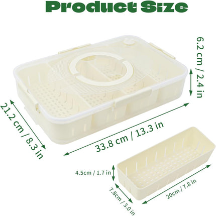 Snack Box Container,Dishwasher Safe Fruit Snack Containers,2 Pack Divided Serving Tray with Lid for Veggie Candy Snackle Charcuterie Plastic Boxes for Travel and Picnic（4 Compartments）.