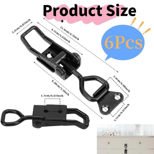 6 Pack Adjustable Toggle Clamp, Black Pull Latch,Heavy Duty Toggle Latch Hasp Clamp,4001 Lockable Quick Release Pull Metal Draw Latch for Door, Box Case Trunk, Smoker Door, Jig.