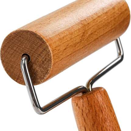 Set of 2 Pizza Dough Roller & Docker, Stainless Steel Hole Maker Puncher, Wooden Rolling Pin for Pizza, Cookie, Pie, Pastry, Bread, Crust.