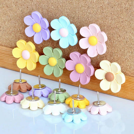 20 PCS Flower Push Pins, Thumb Tacks for Bulletin Board, Cork Board Thumbtacks, Flower Tacks for Map Cork Board Photo Display Office Home (Pink).
