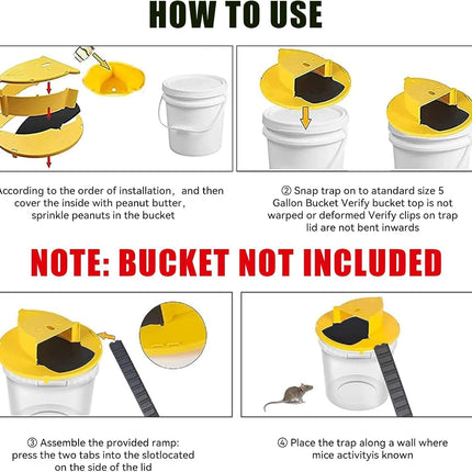 2 Pack Automatic Reset Traps-Mice Mouse Trap Bucket Flip Lid，5 Gallon Bucket Lid Mouse Rat Trap，Mouse Trap Bucket Indoor Outdoor,Reusable Mouse Trap Bucket Lid，Humane Mouse Trap.