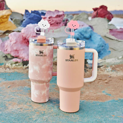 10mm Straw Cover, 6pcs Cap for Stanley Cup 40 oz 30 oz, Food Grade Silicone Cute Large Cloud Flower Topper Tips Protector Plugs, Tumbler Accessories.