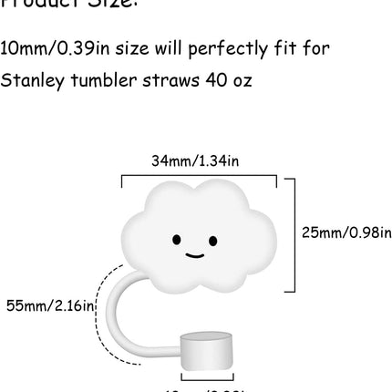 10mm Straw Cover, 6pcs Cap for Stanley Cup 40 oz 30 oz, Food Grade Silicone Cute Large Cloud Flower Topper Tips Protector Plugs, Tumbler Accessories.