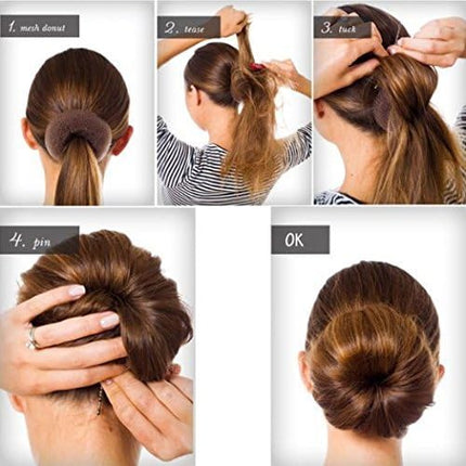 Extra Small Bun Makers for Kids, 6 PCS Chignon Donut Sock Forms for Girls, Mini Doughnut Shapers for Short and Thin Hair (2 Inch, Dark Brown).