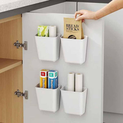 4 Piece Kitchen Cabinet Door Storage Box,Self Adhesive Wall Mounted Storage Box,Wardrobe/Bathroom/Refrigerator Small Items Organizer Storage Box.