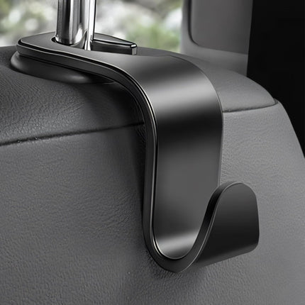 Car Seat Headrest Hook 4 Pack - Universal Auto Seat Hook Hanger Storage Organizer Holder (Black).