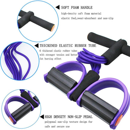 Multifunction Tension Rope, 6-Tube Elastic Yoga Pedal Puller Resistance Band, Natural Latex Tension Rope Fitness, for Abdomen/Waist/Arm/Leg Stretching Slimming Training.