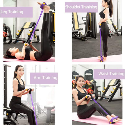 Multifunction Tension Rope, 6-Tube Elastic Yoga Pedal Puller Resistance Band, Natural Latex Tension Rope Fitness, for Abdomen/Waist/Arm/Leg Stretching Slimming Training.