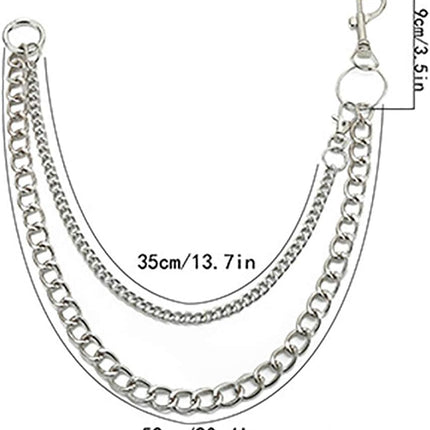 Bomine Hip Hop Pants Jean Chain Goth Punk Silver Trousers Chains Biker Heavy Thick Wallet Pocket Chains Silver Keychains Body Jewelry for Men and Women (Silver), 1 Count (Pack of 1).