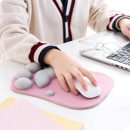Cat Paw Mouse Pad, Cute 3D Soft Silicone Wrist Rest Support Cushion, Nonslip, Ergonomic Comfort Mouse Mat - for Office, Home Computer, Laptop,Pink.