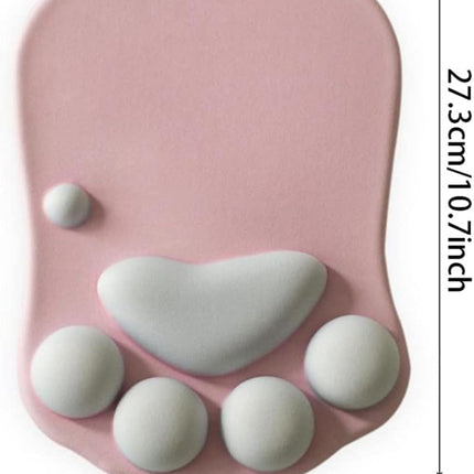 Cat Paw Mouse Pad, Cute 3D Soft Silicone Wrist Rest Support Cushion, Nonslip, Ergonomic Comfort Mouse Mat - for Office, Home Computer, Laptop,Pink.