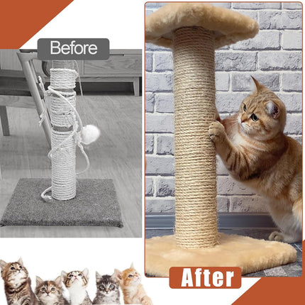 50M Sisal Rope for Cat Scratchers, Cat Scratching Sisal Rope 6mm Natural Jute Hemp Rope, Ideal for Replace Scratching Post, Repair Cat Tree, DIY Projects.