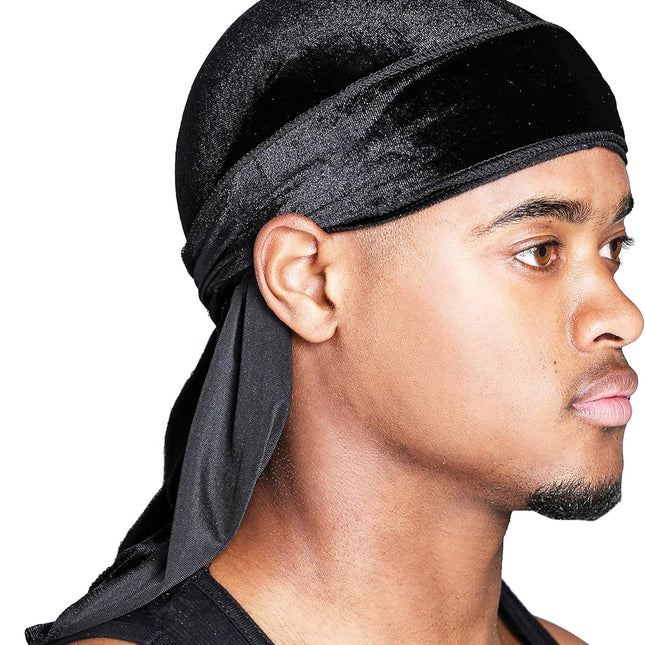 Velvet Du-Rag-Premium Quality-Wave Cap Long Straps.