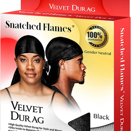 Velvet Du-Rag-Premium Quality-Wave Cap Long Straps.