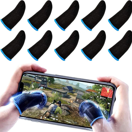 PUBG Mobile Finger Sleeves for Mobile Gaming | Pack of 10 | Thumb Sleeves for Mobile Gaming | PUBG COD Fortnite | Anti Sweat Anti Dryness Breathable | Finger Gloves (Blue).