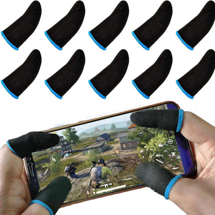 PUBG Mobile Finger Sleeves for Mobile Gaming | Pack of 10 | Thumb Sleeves for Mobile Gaming | PUBG COD Fortnite | Anti Sweat Anti Dryness Breathable | Finger Gloves (Blue).