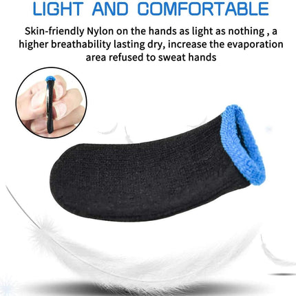 PUBG Mobile Finger Sleeves for Mobile Gaming | Pack of 10 | Thumb Sleeves for Mobile Gaming | PUBG COD Fortnite | Anti Sweat Anti Dryness Breathable | Finger Gloves (Blue).