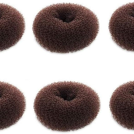 Extra Small Bun Makers for Kids, 6 PCS Chignon Donut Sock Forms for Girls, Mini Doughnut Shapers for Short and Thin Hair (2 Inch, Dark Brown).