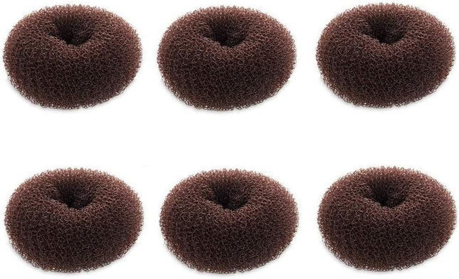 Extra Small Bun Makers for Kids, 6 PCS Chignon Donut Sock Forms for Girls, Mini Doughnut Shapers for Short and Thin Hair (2 Inch, Dark Brown).