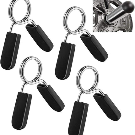 1 inch (25 mm) Spring Clip Collars with Easy-Grip Handle for Smooth Dumbbell Handle or Weightlifting Barbell (Pack of 4).