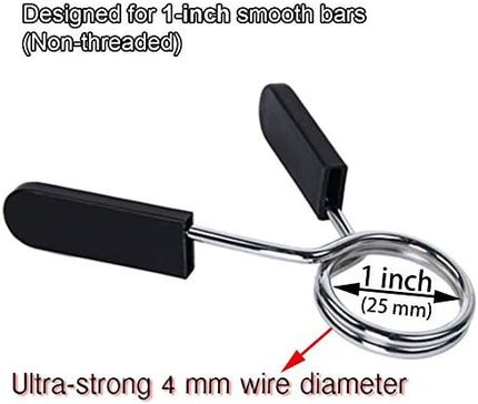 1 inch (25 mm) Spring Clip Collars with Easy-Grip Handle for Smooth Dumbbell Handle or Weightlifting Barbell (Pack of 4).