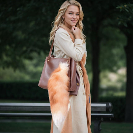 3 Pcs Therian Tail, 15.8 Inch Long Therian Fox Tail with Clasp, Halloween Soft Fluffy Fox Tail Keychain, Hanging Fox Tails for Women Adult Handbag Backpack.