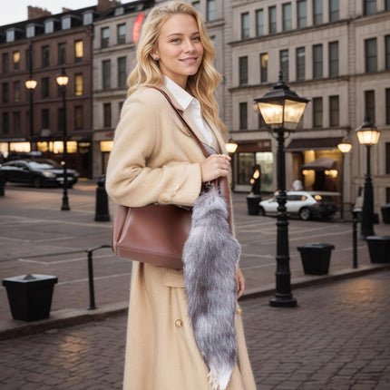 3 Pcs Therian Tail, 15.8 Inch Long Therian Fox Tail with Clasp, Halloween Soft Fluffy Fox Tail Keychain, Hanging Fox Tails for Women Adult Handbag Backpack.
