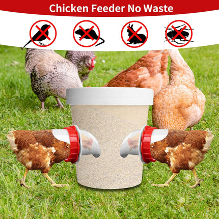 DIY Chicken Feeders, No Waste Automatic Poultry Feeder 8 Ports 1 Hole Saw Gravity Chick Feeders Rodent Proof Rain Proof Port for Buckets Barrels Bins Troughs (8 pcs).