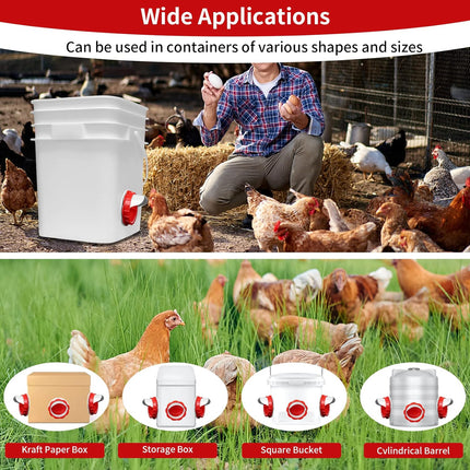DIY Chicken Feeders, No Waste Automatic Poultry Feeder 8 Ports 1 Hole Saw Gravity Chick Feeders Rodent Proof Rain Proof Port for Buckets Barrels Bins Troughs (8 pcs).