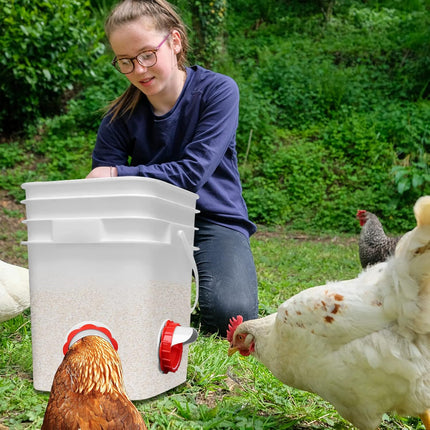 DIY Chicken Feeders, No Waste Automatic Poultry Feeder 8 Ports 1 Hole Saw Gravity Chick Feeders Rodent Proof Rain Proof Port for Buckets Barrels Bins Troughs (8 pcs).